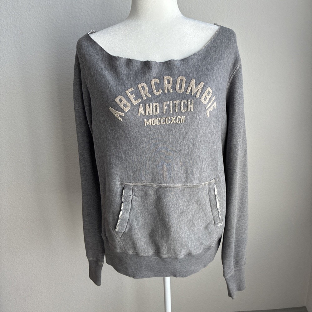 Vintage Abercrombie and Fitch Womens Distressed Sweatshirt Y2K Sherpa Large